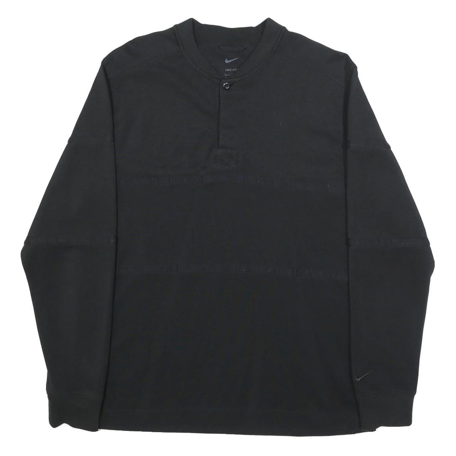 NIKE Mens Black Cotton Blend Crew Neck Sweatshirt L Casual Pullover Long Sleeve