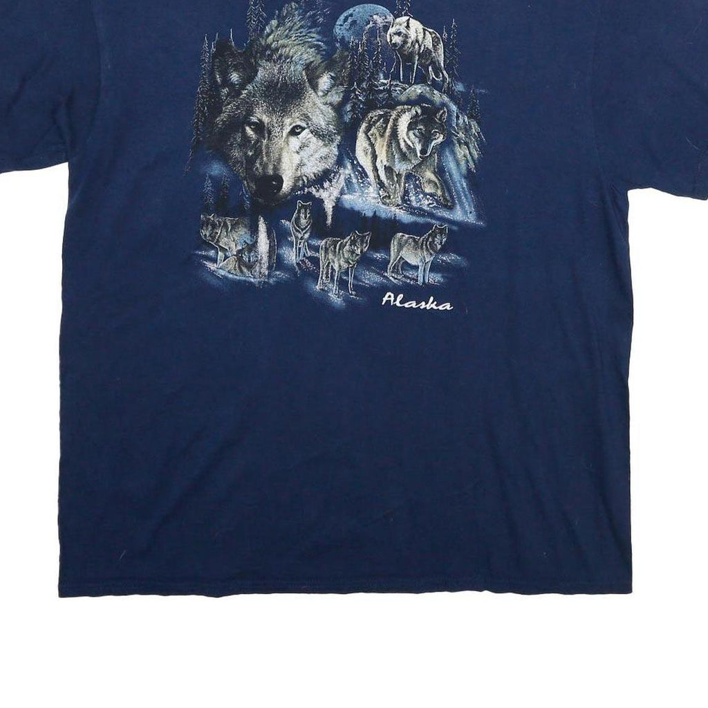 DELTA PRO WEIGHT Mens Blue Wolf Graphic T-Shirt XL Short Sleeve Crew Neck