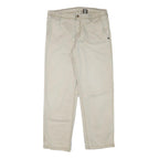 TIMBERLAND Mens Cotton Blend Beige Regular Fit Straight Trousers W36 L32 Casual