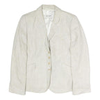 SCAPA Womens Cream Cotton Classic Jacket M Woven Button Closure Tailored Fit