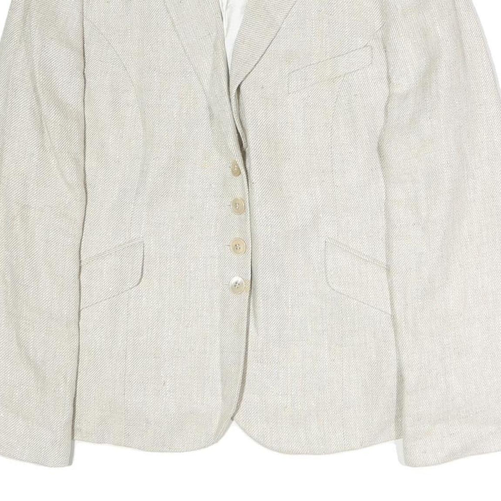 SCAPA Womens Cream Cotton Classic Jacket M Woven Button Closure Tailored Fit