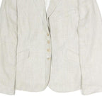 SCAPA Womens Cream Cotton Classic Jacket M Woven Button Closure Tailored Fit