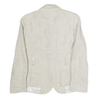 SCAPA Womens Cream Cotton Classic Jacket M Woven Button Closure Tailored Fit