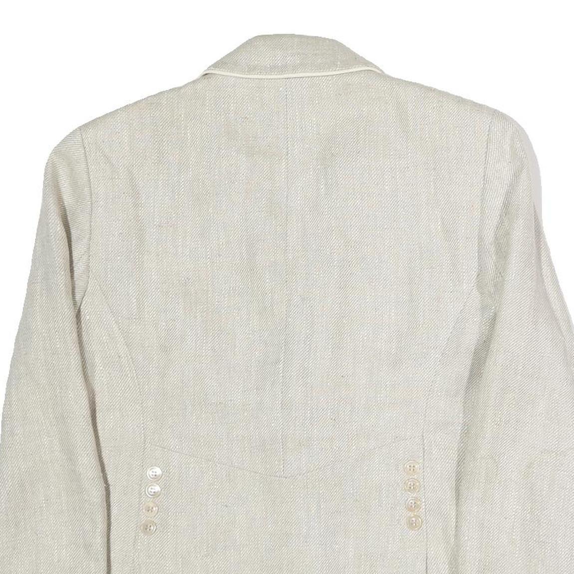 SCAPA Womens Cream Cotton Classic Jacket M Woven Button Closure Tailored Fit