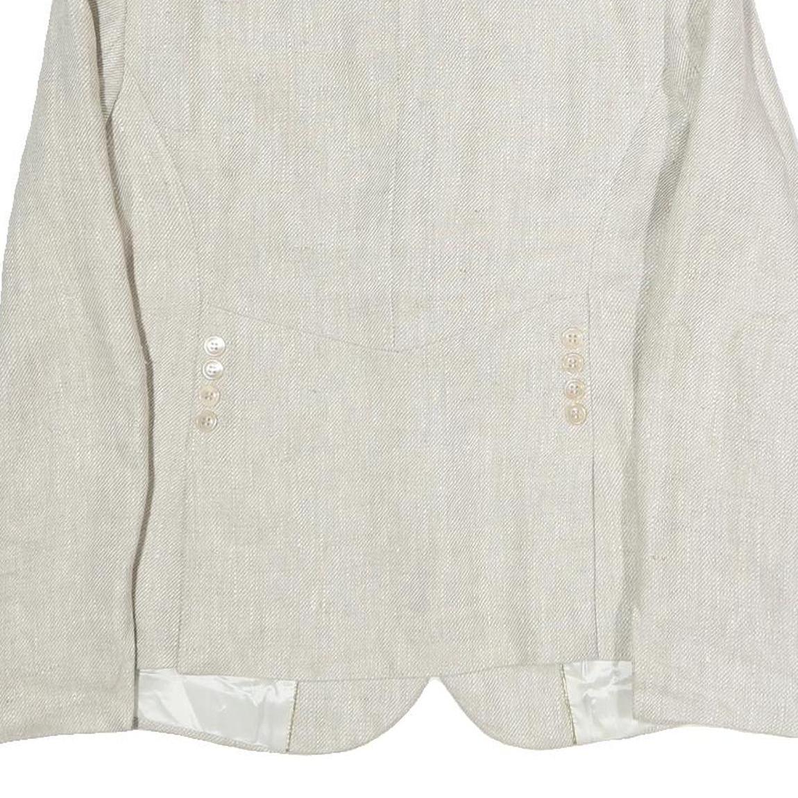 SCAPA Womens Cream Cotton Classic Jacket M Woven Button Closure Tailored Fit