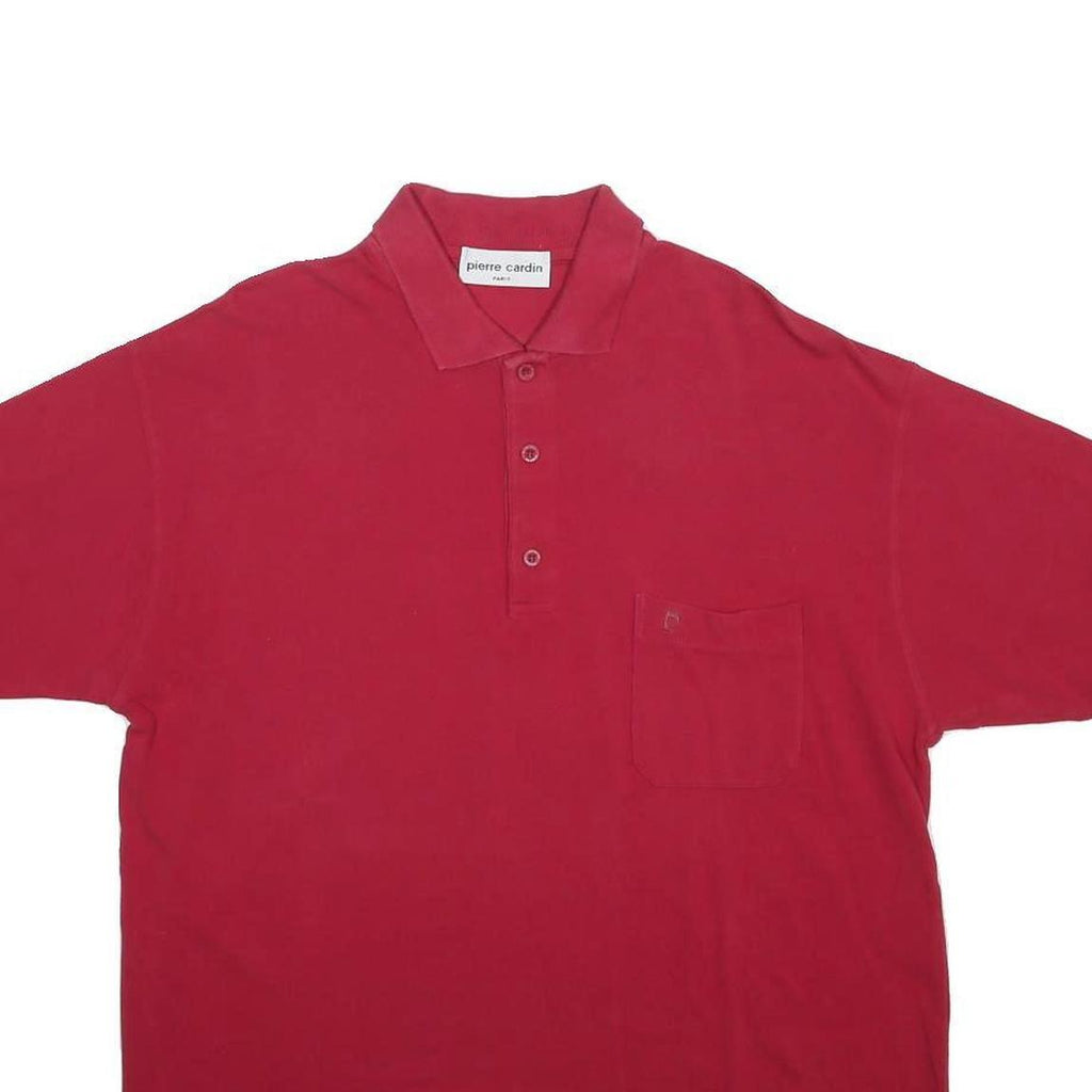 PIERRE CARDIN Mens Red Short Sleeve Polo Shirt 2XL Cotton Blend Pocket Casual