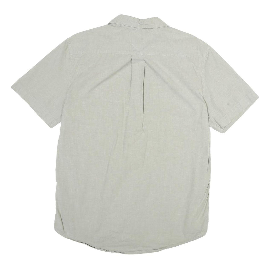 TOMMY HILFIGER Mens Beige Classic Cotton Shirt L Pocket Logo Casual Summer