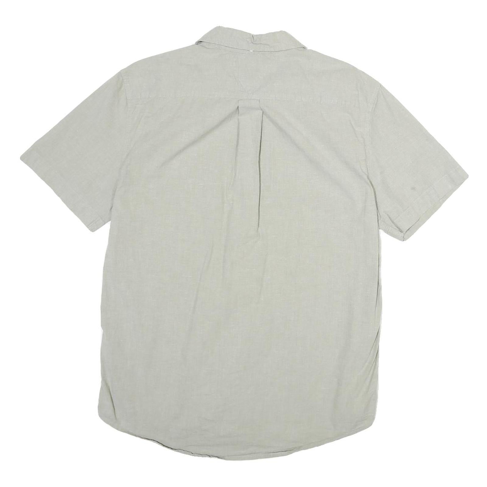 TOMMY HILFIGER Mens Beige Classic Cotton Shirt L Pocket Logo Casual Summer