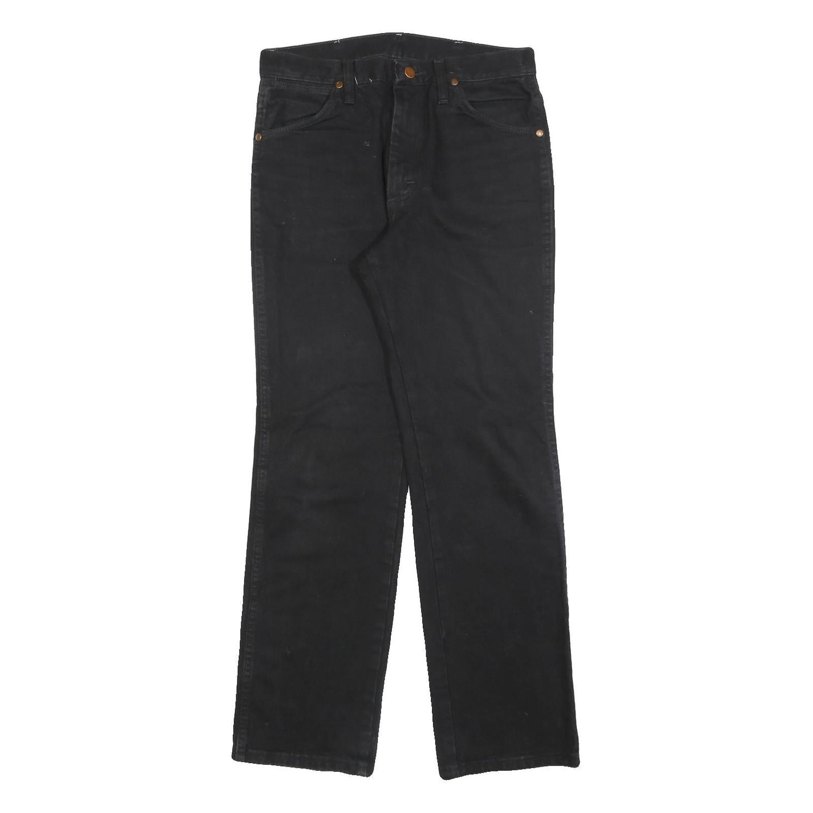 WRANGLER Mens Jeans Black Regular Straight Denim Raw W30 L30 Classic Cotton