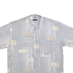 NICK TAYLOR Mens Grey & Beige Patterned Cotton Blend Shirt M Casual Relaxed Fit