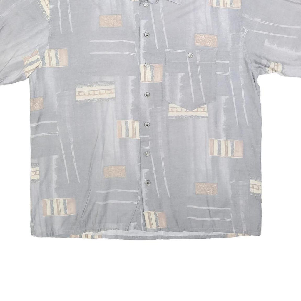 NICK TAYLOR Mens Grey & Beige Patterned Cotton Blend Shirt M Casual Relaxed Fit