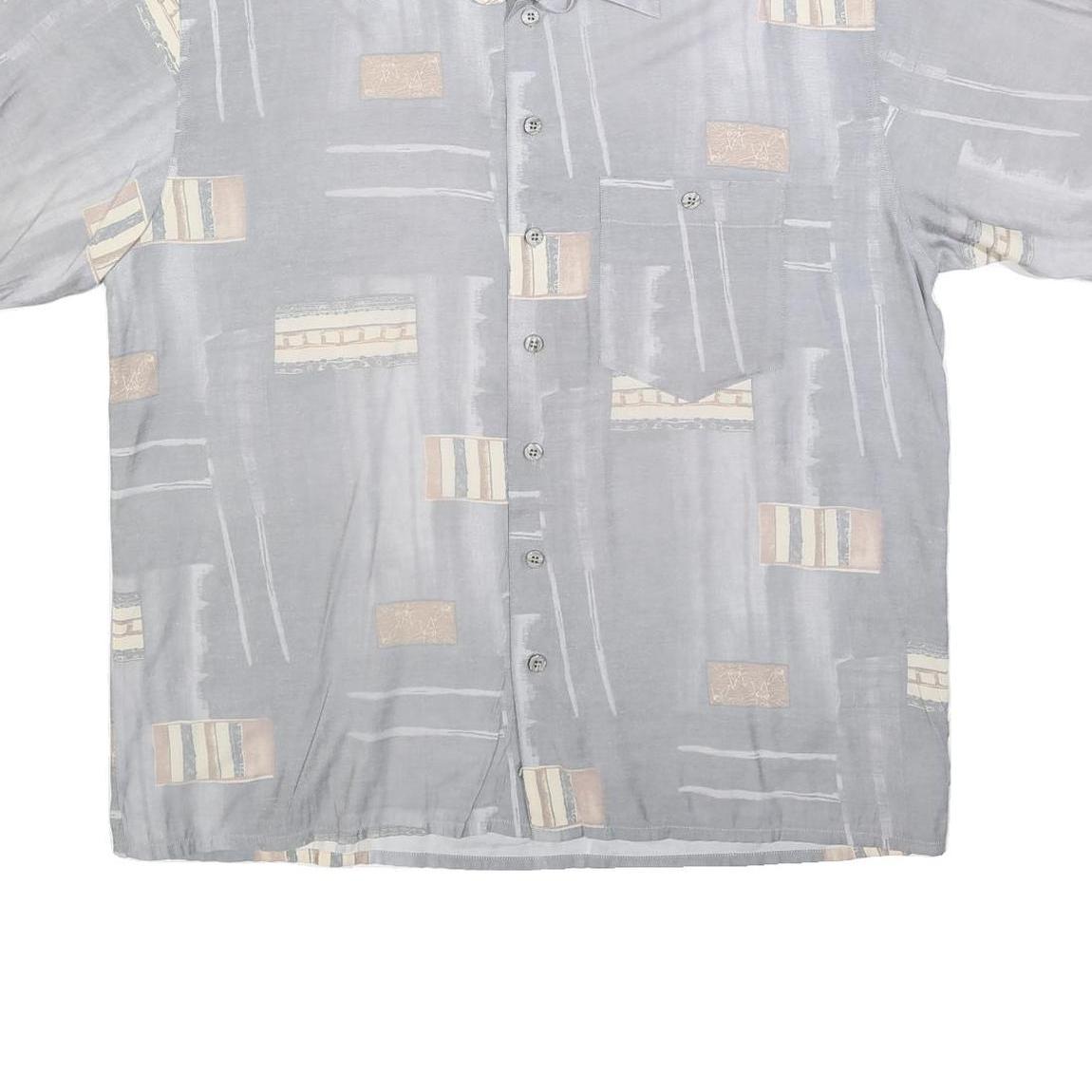 NICK TAYLOR Mens Grey & Beige Patterned Cotton Blend Shirt M Casual Relaxed Fit