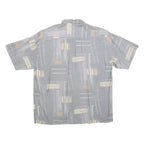 NICK TAYLOR Mens Grey & Beige Patterned Cotton Blend Shirt M Casual Relaxed Fit