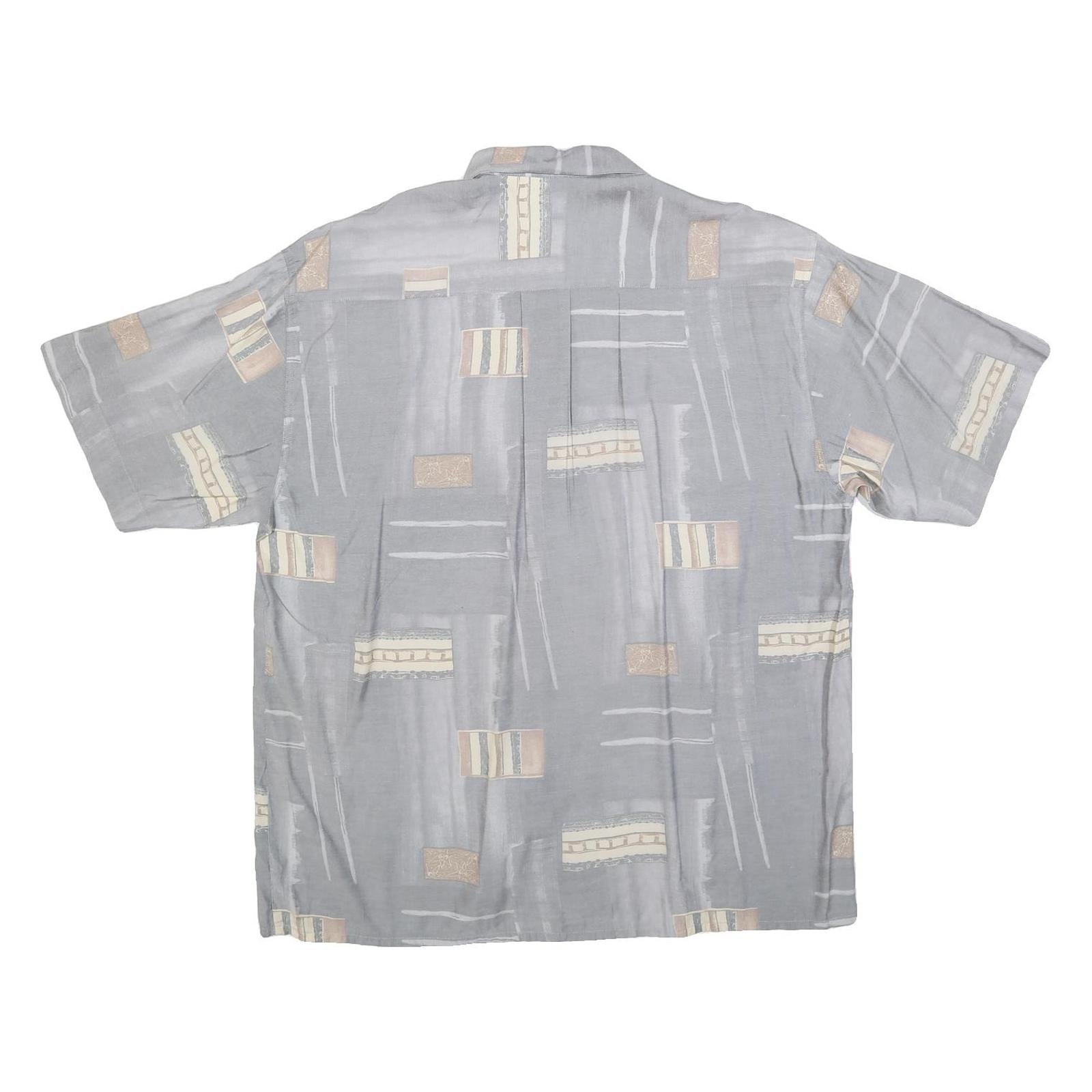 NICK TAYLOR Mens Grey & Beige Patterned Cotton Blend Shirt M Casual Relaxed Fit