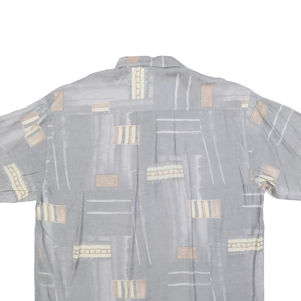 NICK TAYLOR Mens Grey & Beige Patterned Cotton Blend Shirt M Casual Relaxed Fit
