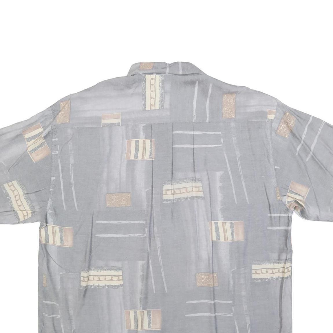 NICK TAYLOR Mens Grey & Beige Patterned Cotton Blend Shirt M Casual Relaxed Fit