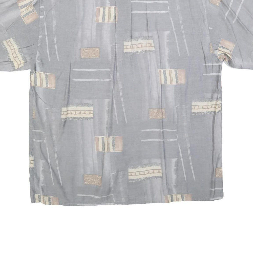 NICK TAYLOR Mens Grey & Beige Patterned Cotton Blend Shirt M Casual Relaxed Fit