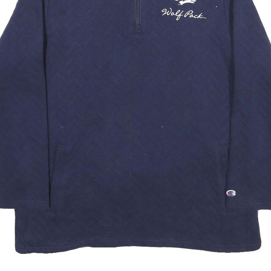 CHAMPION Womens Navy Blue Wolf Pack 1/4 Zip Sweatshirt M Cotton Blend Casual