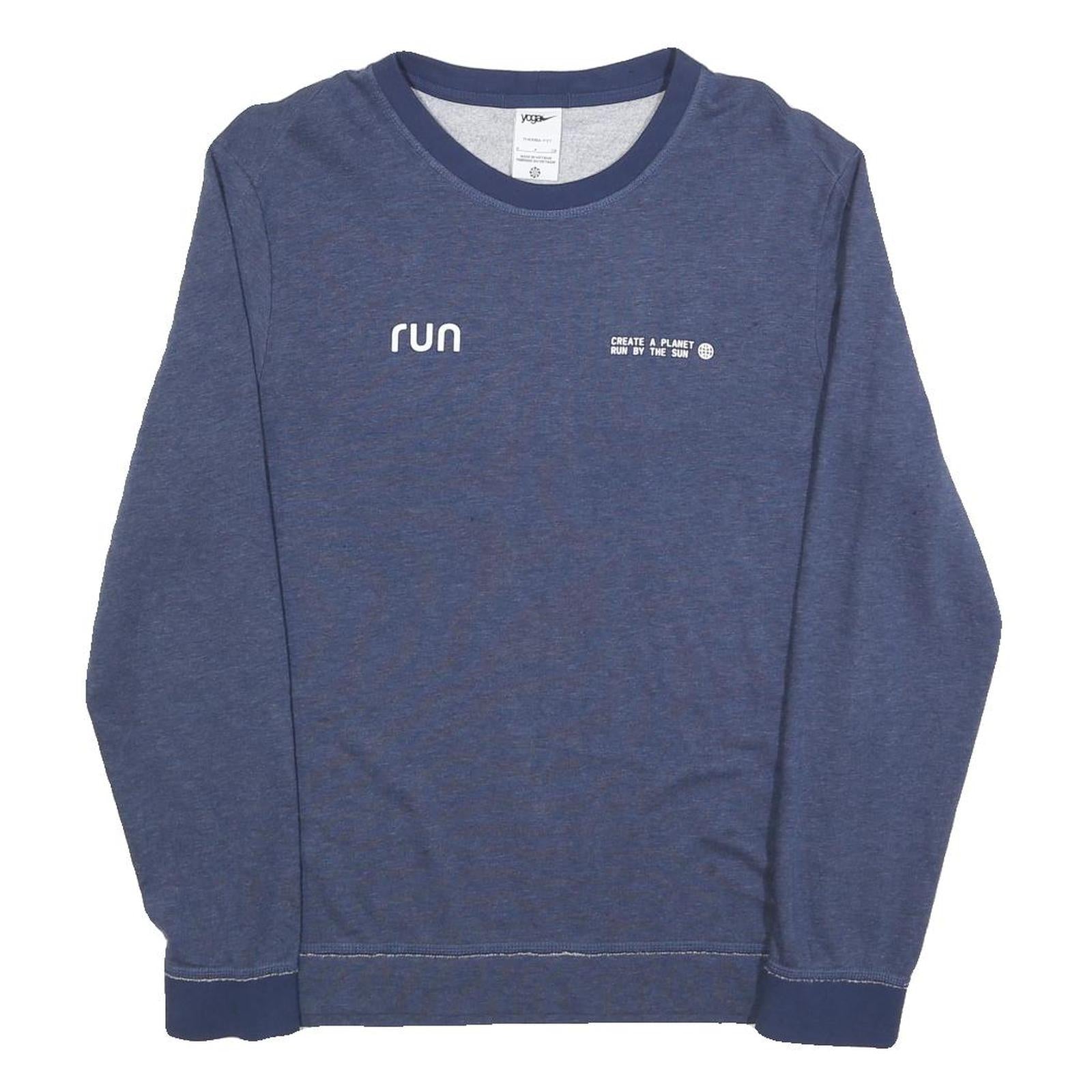 NIKE Womens Blue Crew Neck S Sweatshirt Cotton Blend Pullover Running