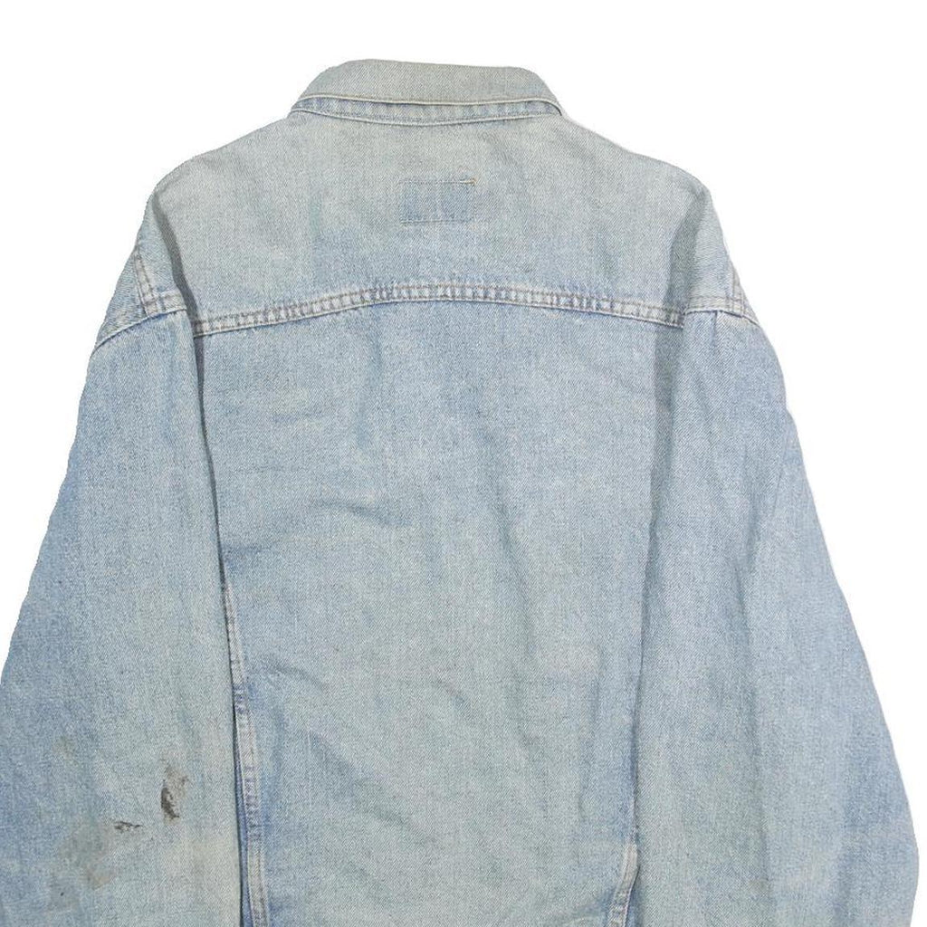 LEVI'S Mens Blue Denim Cotton Button Jacket L Plain Classic Fit Casual