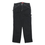 DICKIES Womens Black Relaxed Straight Denim W32 L29 Workwear Pockets Zip Closure