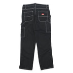 DICKIES Womens Black Relaxed Straight Denim W32 L29 Workwear Pockets Zip Closure