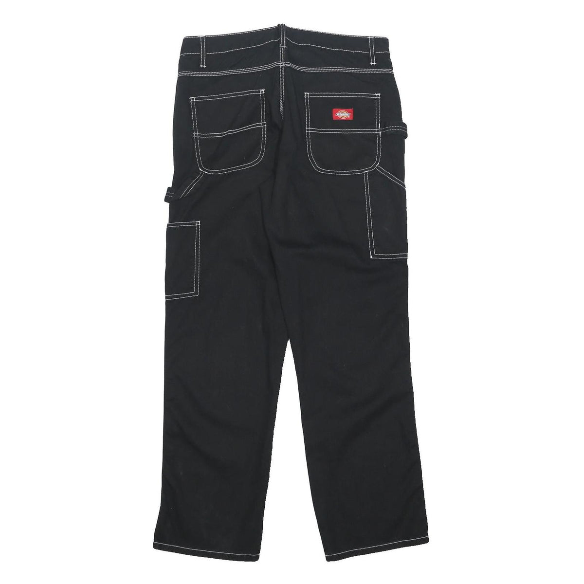 DICKIES Womens Black Relaxed Straight Denim W32 L29 Workwear Pockets Zip Closure