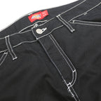 DICKIES Womens Black Relaxed Straight Denim W32 L29 Workwear Pockets Zip Closure