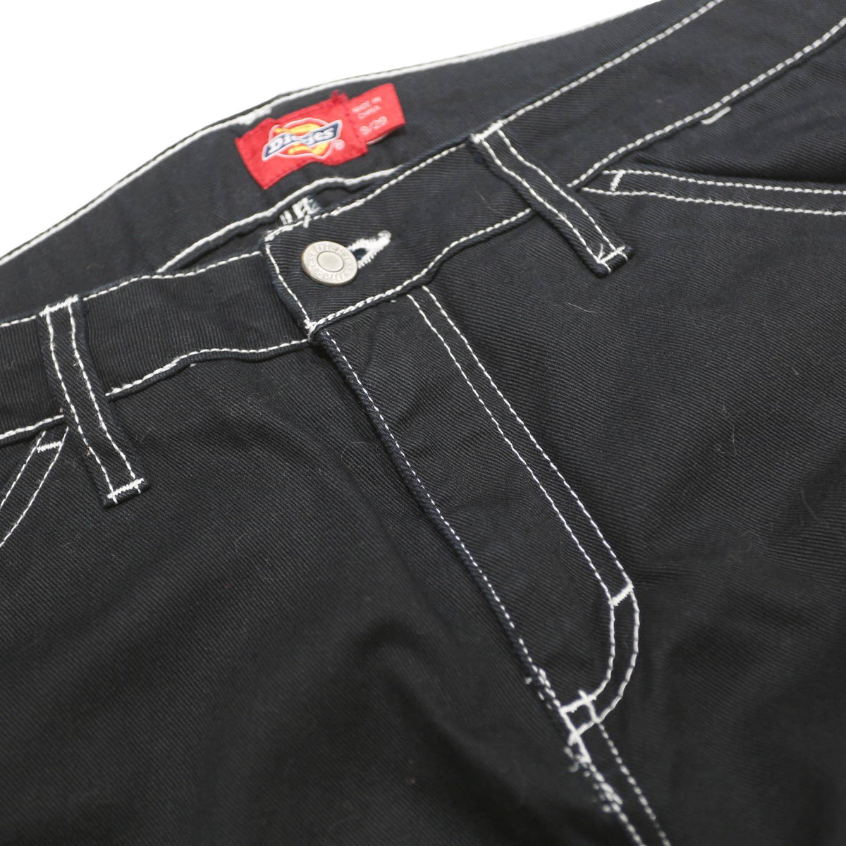 DICKIES Womens Black Relaxed Straight Denim W32 L29 Workwear Pockets Zip Closure