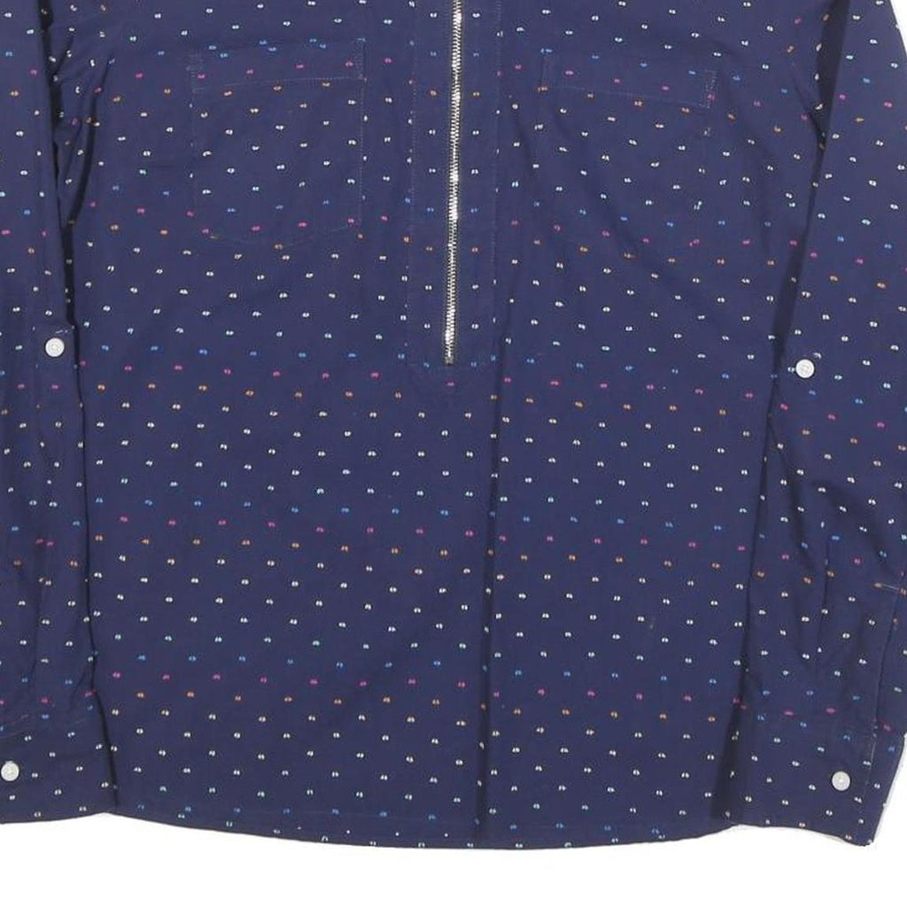 TOMMY HILFIGER Womens Blue Printed Shirt Long Sleeve Collared M Cotton Blend