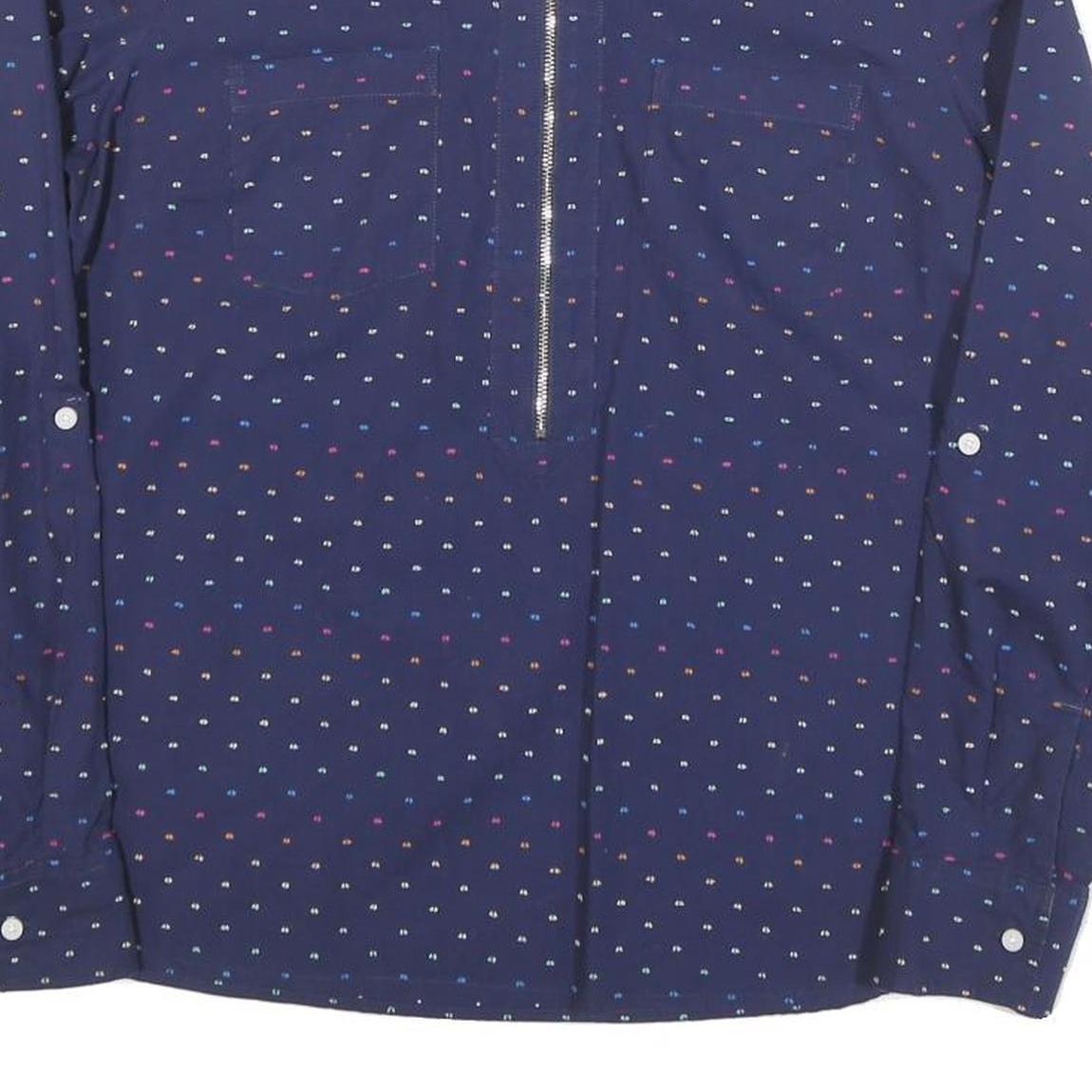 TOMMY HILFIGER Womens Blue Printed Shirt Long Sleeve Collared M Cotton Blend