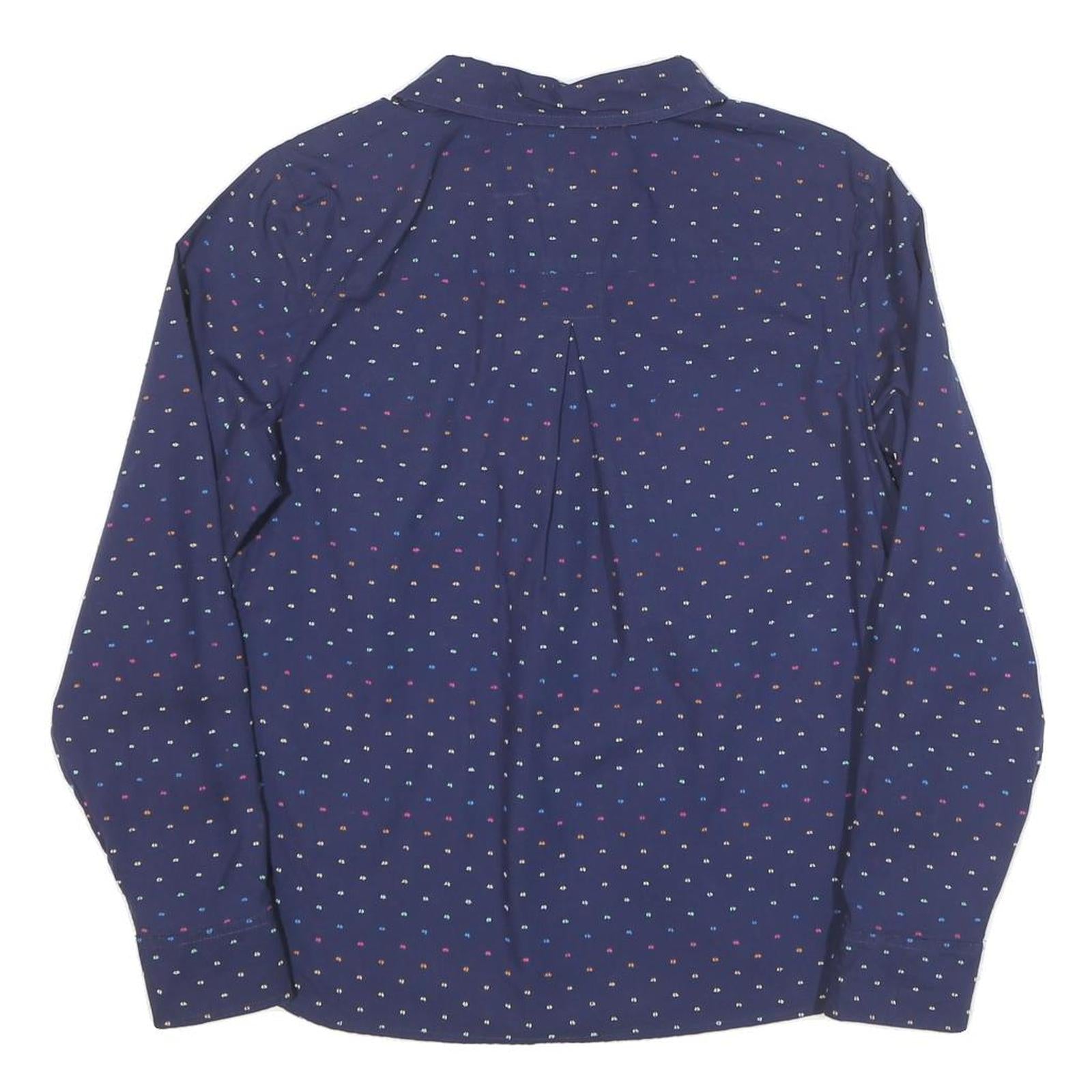 TOMMY HILFIGER Womens Blue Printed Shirt Long Sleeve Collared M Cotton Blend