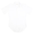 Womens White Plain Cotton Shirt M Casual Button Down Short Sleeve