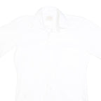Womens White Plain Cotton Shirt M Casual Button Down Short Sleeve