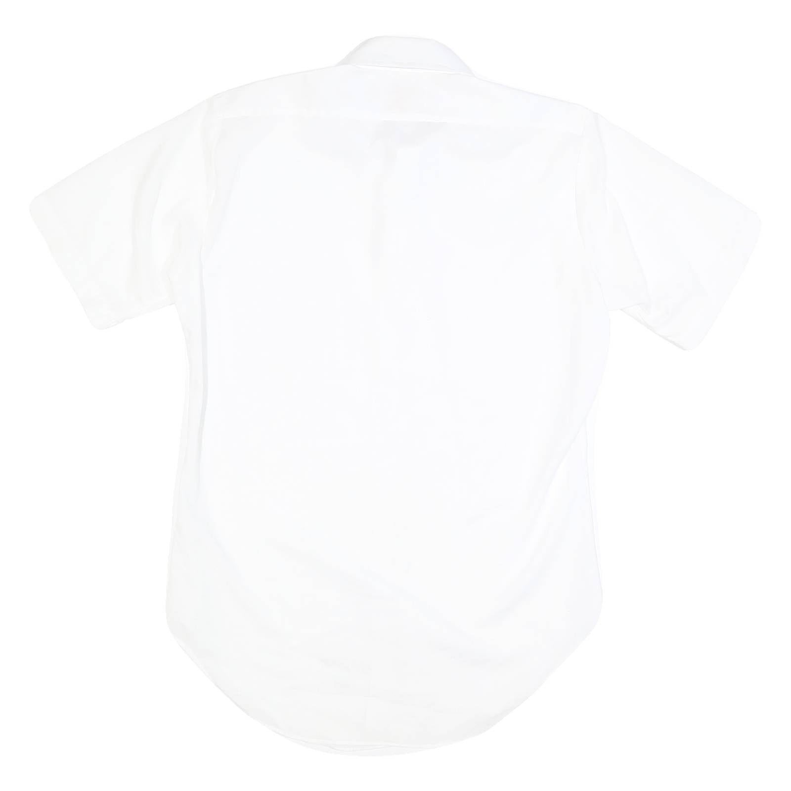 Womens White Plain Cotton Shirt M Casual Button Down Short Sleeve