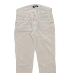 PHARD Womens Slim Beige Cotton Blend Trousers W26 L24 Zip Casual Stylish