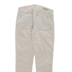 PHARD Womens Slim Beige Cotton Blend Trousers W26 L24 Zip Casual Stylish