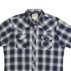 WRANGLER Womens Blue & Black & Cream Check Shirt XL Short Sleeve Cotton Blend