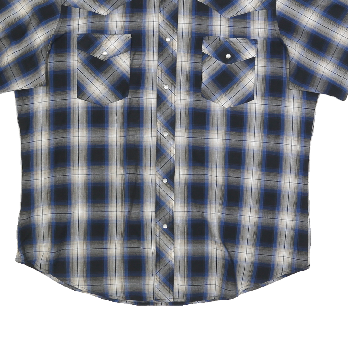 WRANGLER Womens Blue & Black & Cream Check Shirt XL Short Sleeve Cotton Blend