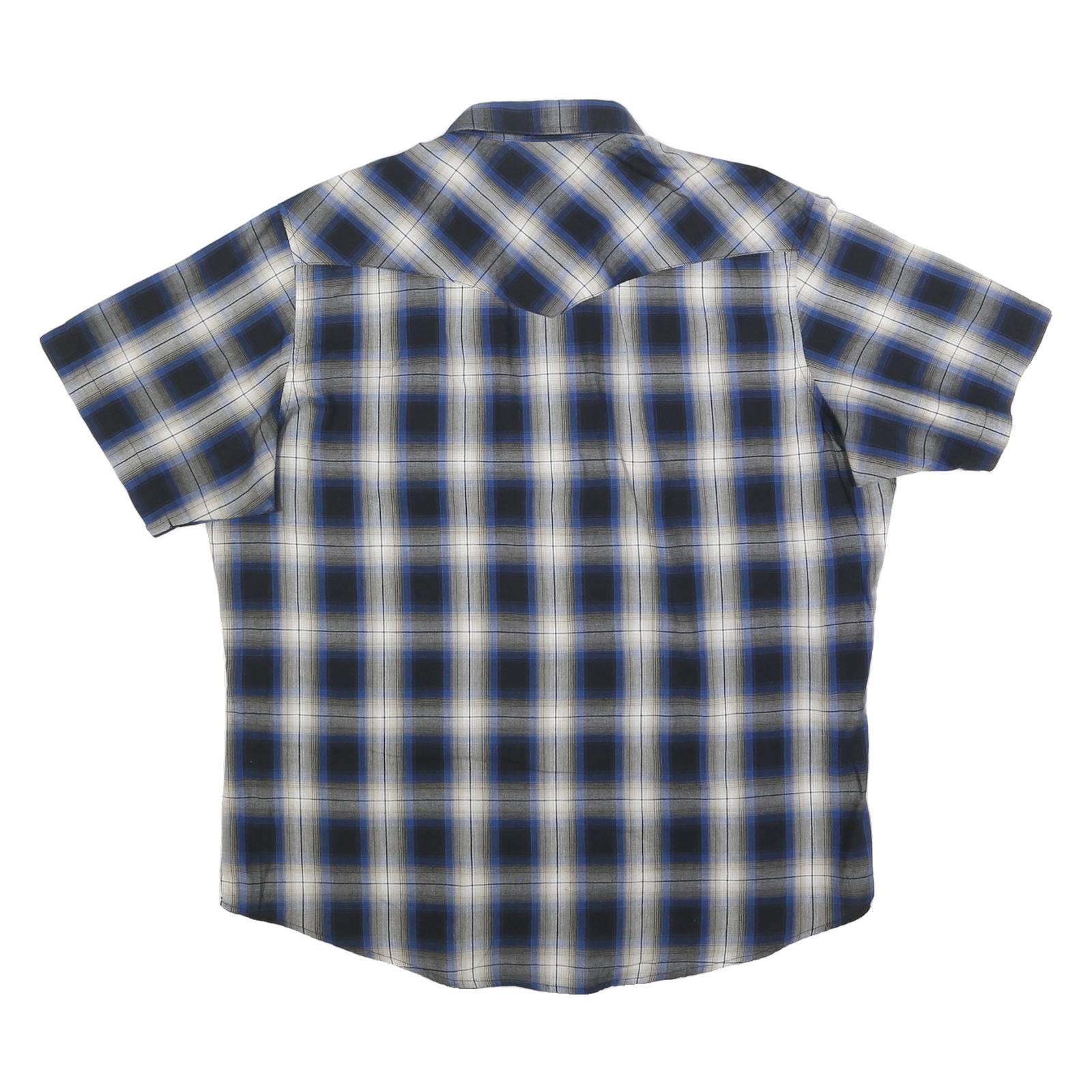 WRANGLER Womens Blue & Black & Cream Check Shirt XL Short Sleeve Cotton Blend