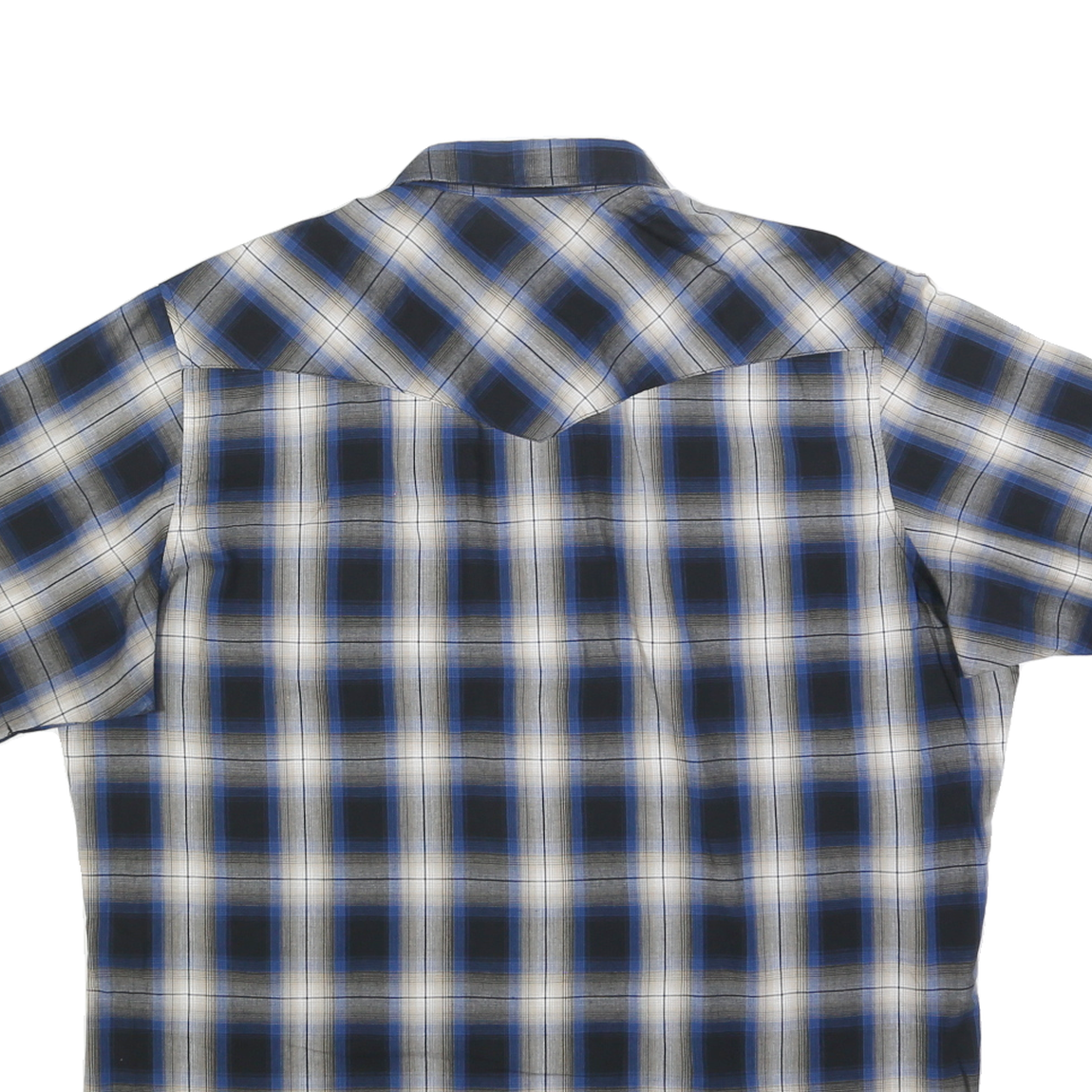 WRANGLER Womens Blue & Black & Cream Check Shirt XL Short Sleeve Cotton Blend