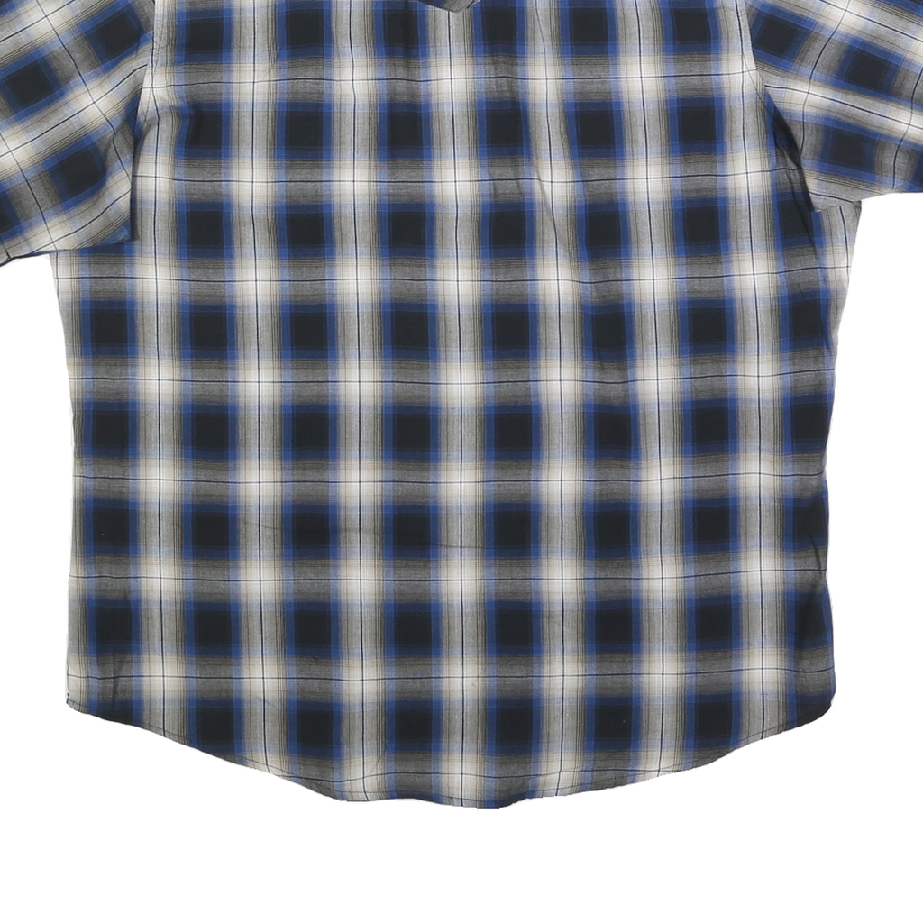 WRANGLER Womens Blue & Black & Cream Check Shirt XL Short Sleeve Cotton Blend