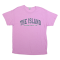 GILDAN Womens Pink The Island Graphic T-Shirt L Short Sleeve Crew Neck Casual