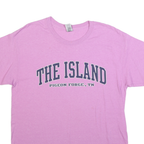 GILDAN Womens Pink The Island Graphic T-Shirt L Short Sleeve Crew Neck Casual