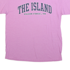 GILDAN Womens Pink The Island Graphic T-Shirt L Short Sleeve Crew Neck Casual