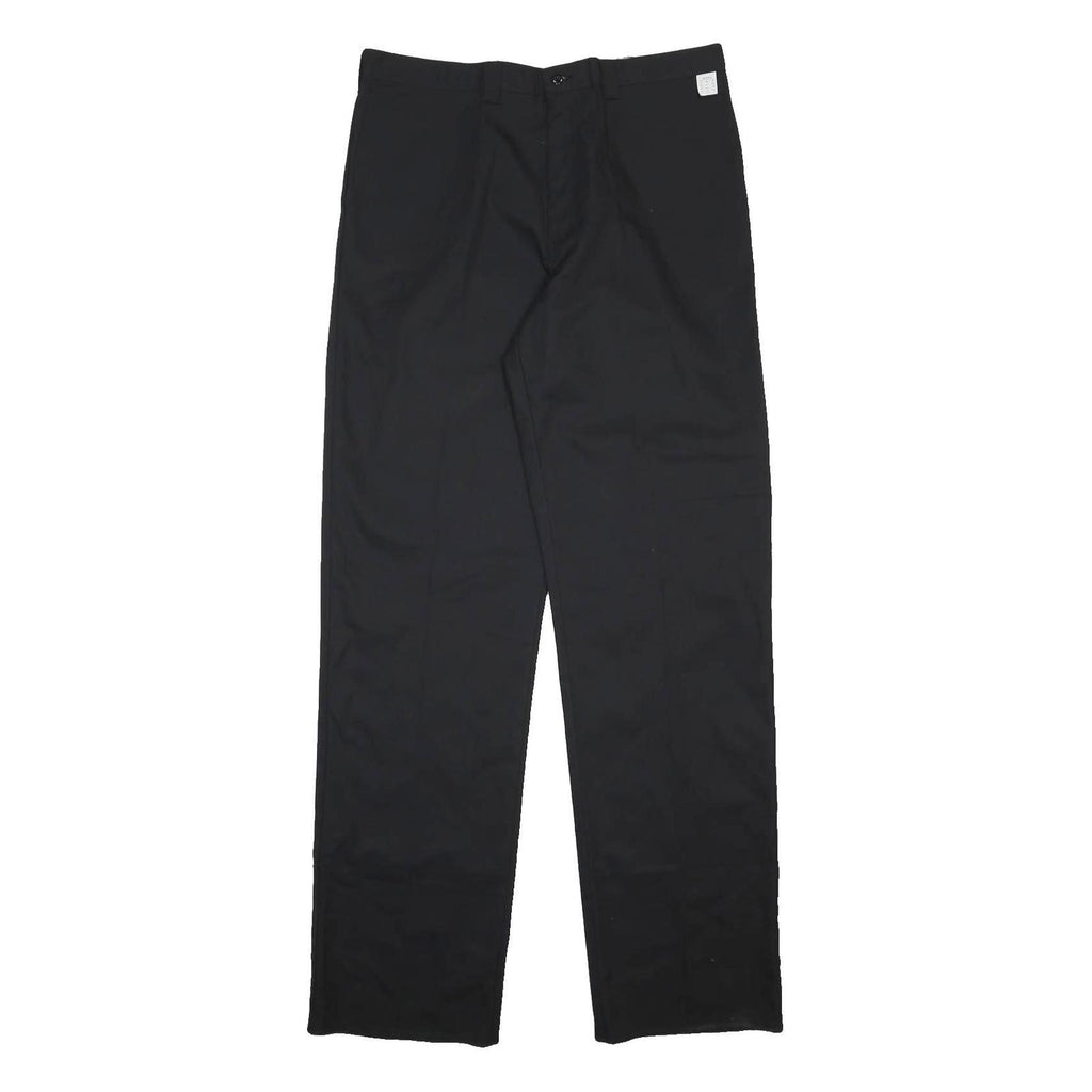 DICKIES Mens Black Regular Fit Straight Leg Trousers W38 L39 Cotton Blend Zip