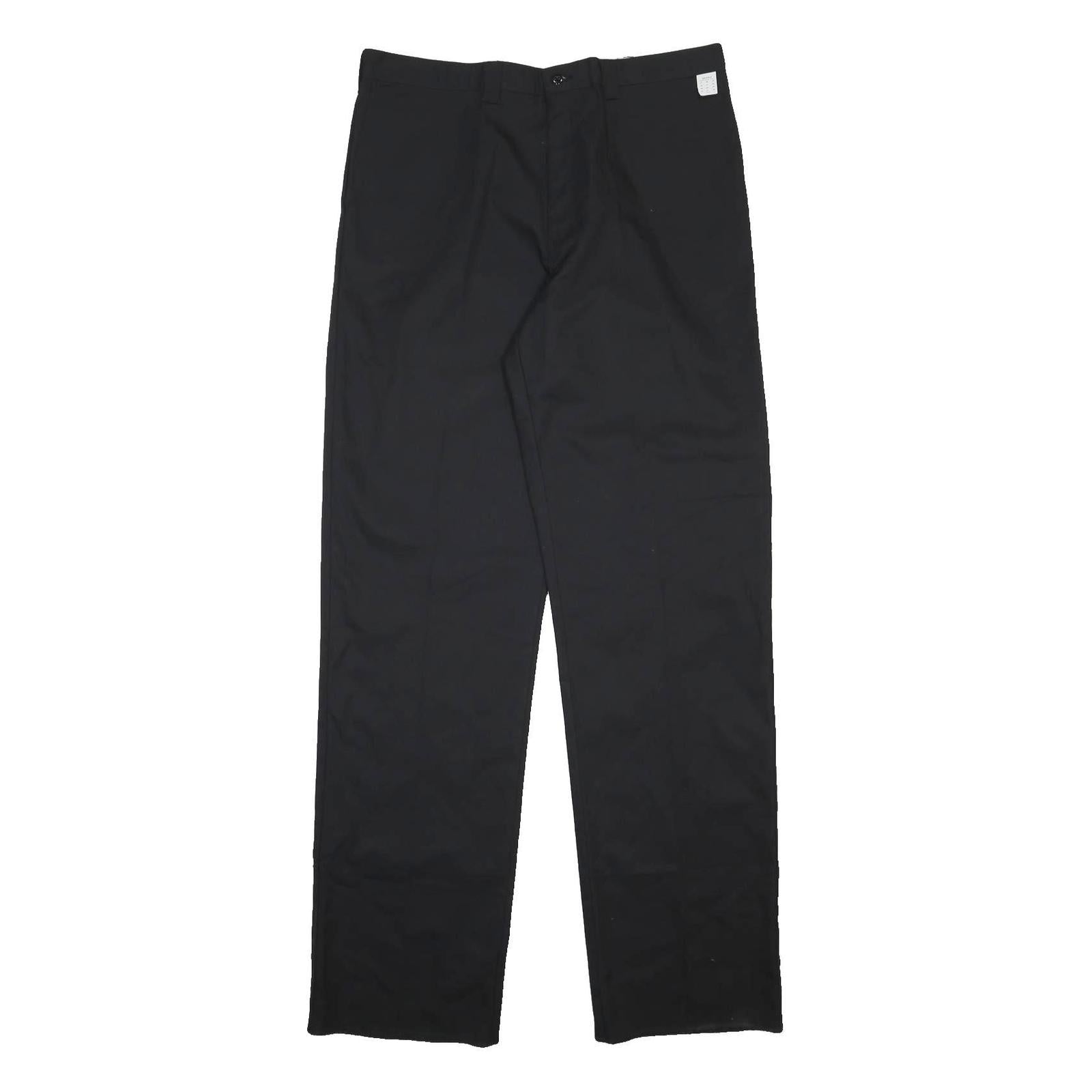 DICKIES Mens Black Regular Fit Straight Leg Trousers W38 L39 Cotton Blend Zip