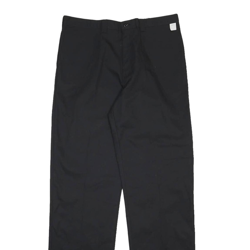 DICKIES Mens Black Regular Fit Straight Leg Trousers W38 L39 Cotton Blend Zip