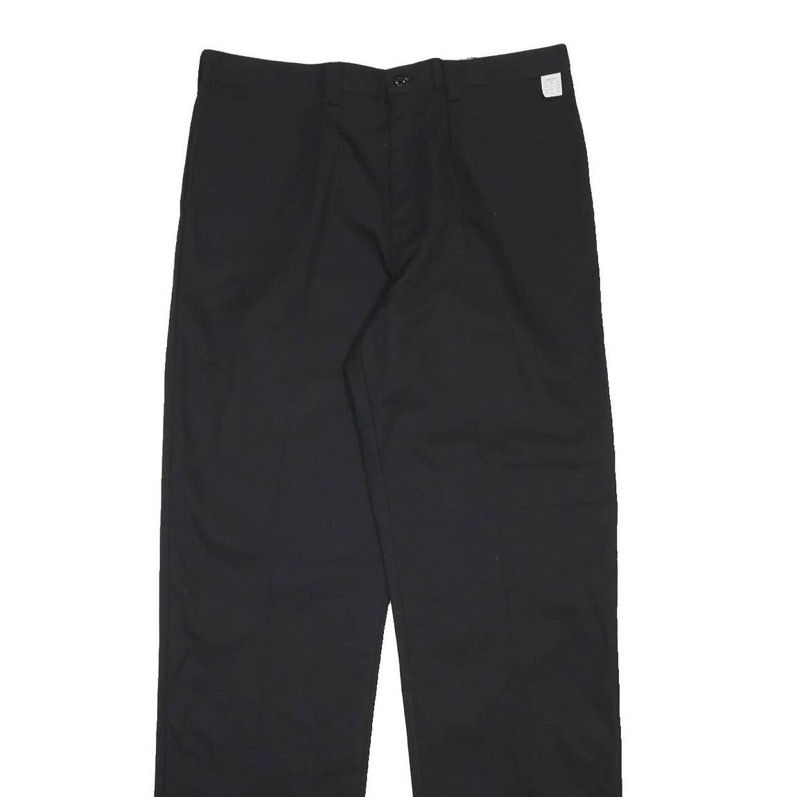DICKIES Mens Black Regular Fit Straight Leg Trousers W38 L39 Cotton Blend Zip