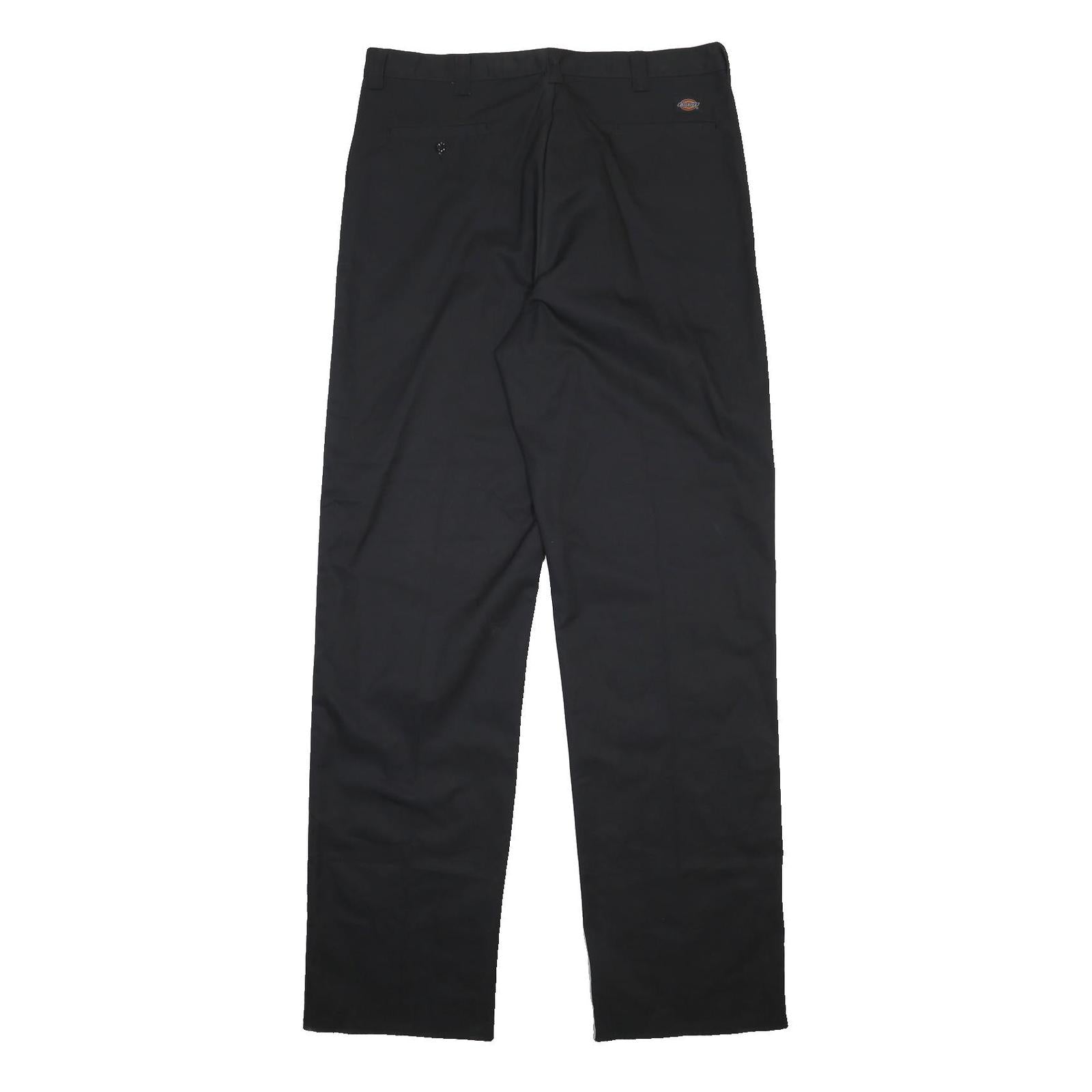 DICKIES Mens Black Regular Fit Straight Leg Trousers W38 L39 Cotton Blend Zip
